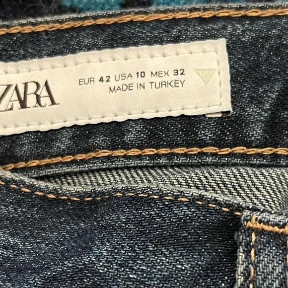 Zara High Rise Wide Straight Leg Denim Jeans Cotton Lyocell 10 - Picture 7 of 7